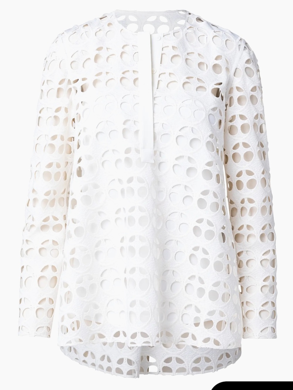 Akris punto Sz US 6/ IT 42 White Dot Cut-Out Guipure Eyelet Embroidered Blouse - Picture 4 of 11